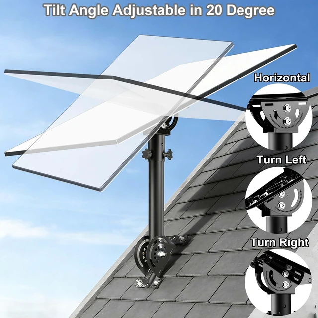 Alt view image 3 of 7 - Starlink Mounting Kit for Standard 4,4X,Gen 3 14" Roof Pole Mount 160° Tilt Adjustable Aluminum Pipe Adapter, Heavy Duty Metal Bracket, Compatible with Starlink V3/V4, Enterprise Dish, Black