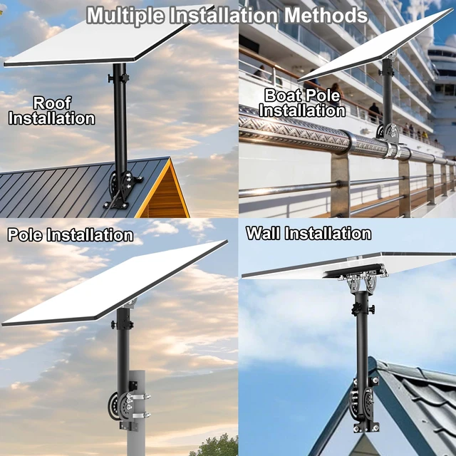 Alt view image 7 of 7 - Starlink Mounting Kit for Standard 4,4X,Gen 3 14" Roof Pole Mount 160° Tilt Adjustable Aluminum Pipe Adapter, Heavy Duty Metal Bracket, Compatible with Starlink V3/V4, Enterprise Dish, Black