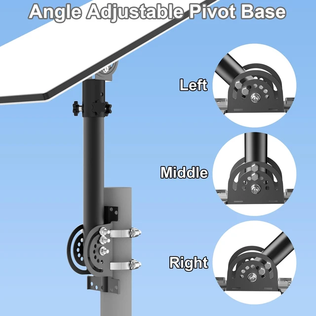 Alt view image 5 of 7 - Starlink Mounting Kit for Standard 4,4X,Gen 3 14" Roof Pole Mount 160° Tilt Adjustable Aluminum Pipe Adapter, Heavy Duty Metal Bracket, Compatible with Starlink V3/V4, Enterprise Dish, Black