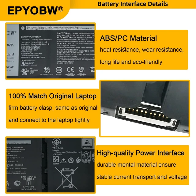 Alt view image 5 of 7 - G91J0 Laptop Battery 41Wh 3467mAh 11.25V V6W33 TN70C N9XX Compatible with Dell Latitude 3320 3330 / Inspiron 15 3510 3511 / Inspiron 14 5410 7420 2-in-1 / Vostro 15 3510 3511 Series