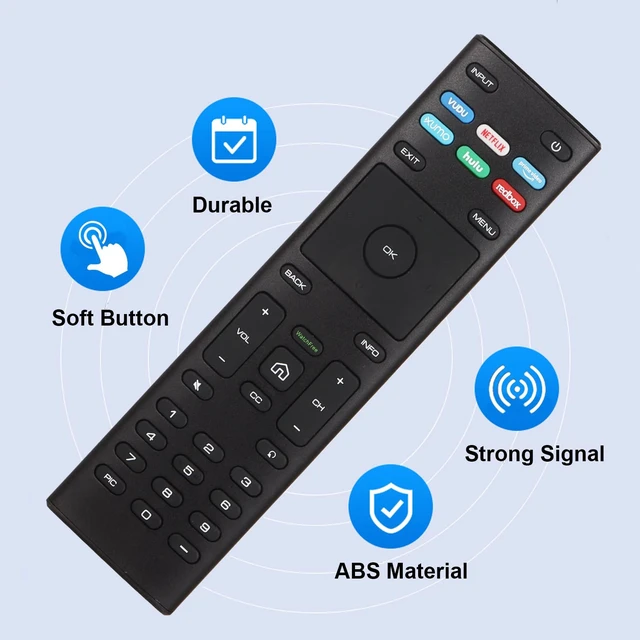 Alt view image 2 of 6 - 2 Packs XRT136 Replaced Watchfree Remote Control for VIZIO Smart TV D-Series M-Series P-Series V-Series with VUDU Netflix PrimeVideo Xumo Hulu Redbox (with Batteries)