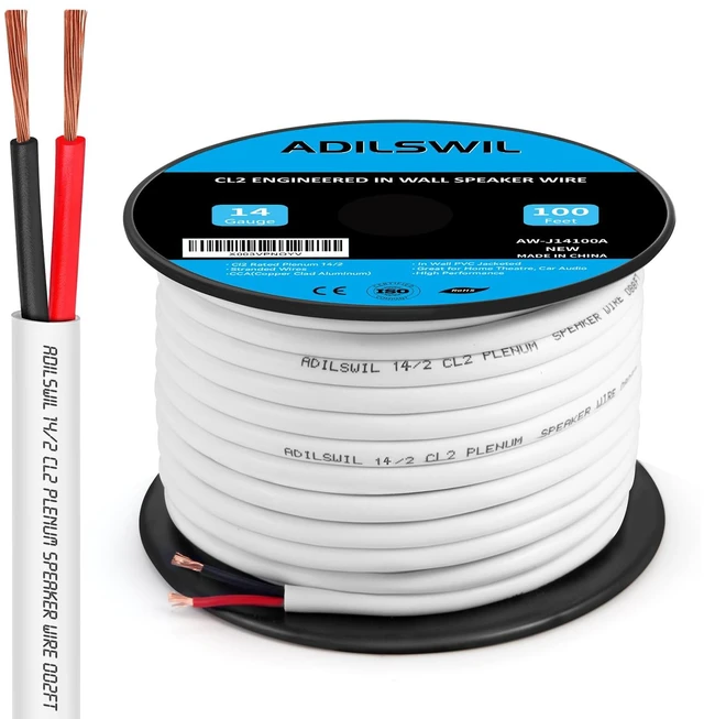 Main image of 14 Gauge Speaker Wire (100FT), Electrical Wire,14 AWG Stranded PVC Extension Cord, 12V Low Voltage/Tinned Copper/Flexible Cable for Automotive Wiring, Lamp Cord, Marine Cable-CCA
