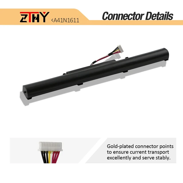 Alt view image 4 of 7 - A41N1611 Battery Replacement for Asus Rog Strix GL553VD GL553VE GL553VW GL753V GL753VD GL753VE FX53VD FX53VE FX53VW FX553VD FX553VE FX753VD FX753VE ZX53VW ZX553VD PX553VD PX753VD G553VD G553VE