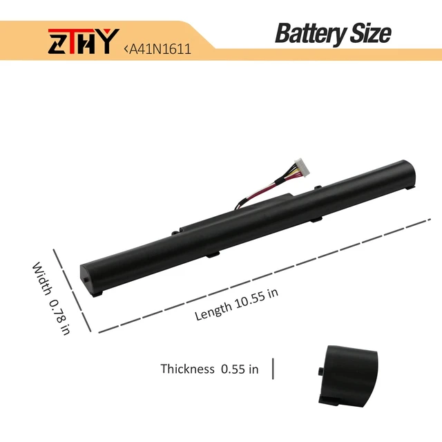 Alt view image 7 of 7 - A41N1611 Battery Replacement for Asus Rog Strix GL553VD GL553VE GL553VW GL753V GL753VD GL753VE FX53VD FX53VE FX53VW FX553VD FX553VE FX753VD FX753VE ZX53VW ZX553VD PX553VD PX753VD G553VD G553VE