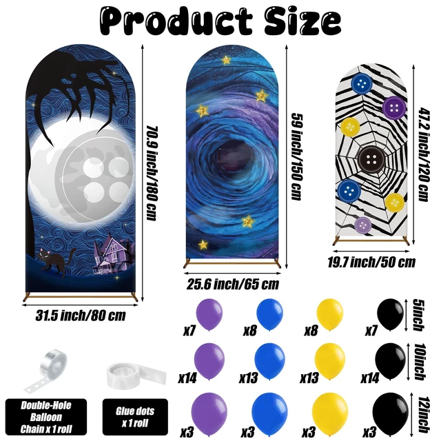 Alt view image 2 of 7 - 101P Starry Night Arch Backdrop Covers Balloon Garland for Halloween Decor Large Party Set, Party Backdrop and Photo Props, Suitable for Multiple Scenarios, Halloween Party Decorations
