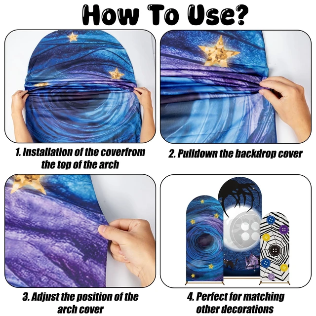 Alt view image 3 of 7 - 101P Starry Night Arch Backdrop Covers Balloon Garland for Halloween Decor Large Party Set, Party Backdrop and Photo Props, Suitable for Multiple Scenarios, Halloween Party Decorations