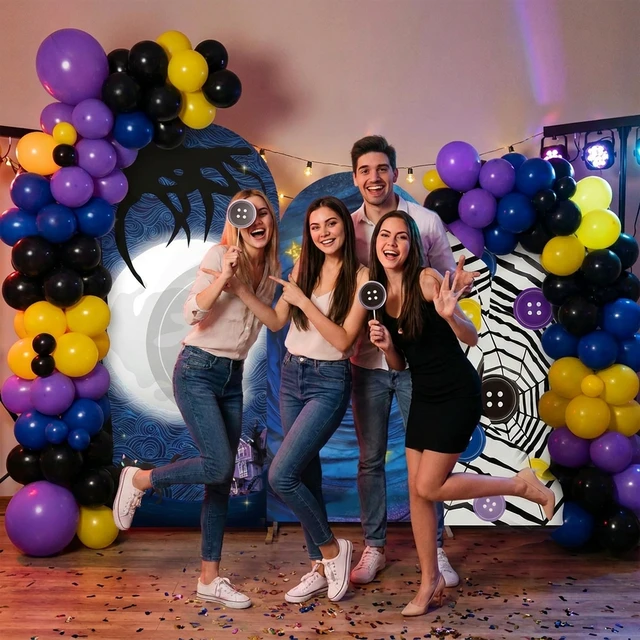 Alt view image 5 of 7 - 101P Starry Night Arch Backdrop Covers Balloon Garland for Halloween Decor Large Party Set, Party Backdrop and Photo Props, Suitable for Multiple Scenarios, Halloween Party Decorations