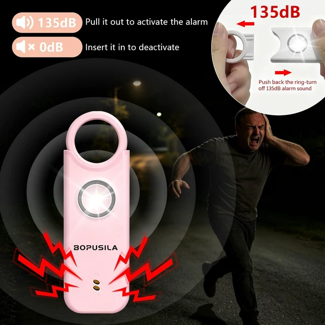 Alt view image 2 of 7 - Personal Safety Alarm for Women with Portable Folding Knife Set Womens safety alarm with pink pocket knife. Practical cutter & stylish selfdefense accessory, compact for purse & pocket