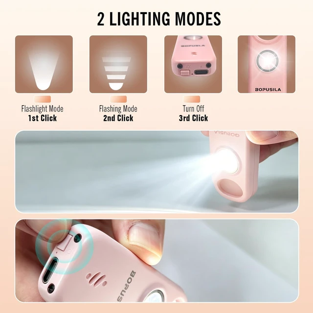Alt view image 3 of 7 - Personal Safety Alarm for Women with Portable Folding Knife Set Womens safety alarm with pink pocket knife. Practical cutter & stylish selfdefense accessory, compact for purse & pocket