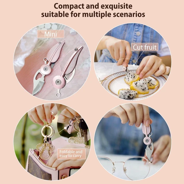 Alt view image 6 of 7 - Personal Safety Alarm for Women with Portable Folding Knife Set Womens safety alarm with pink pocket knife. Practical cutter & stylish selfdefense accessory, compact for purse & pocket