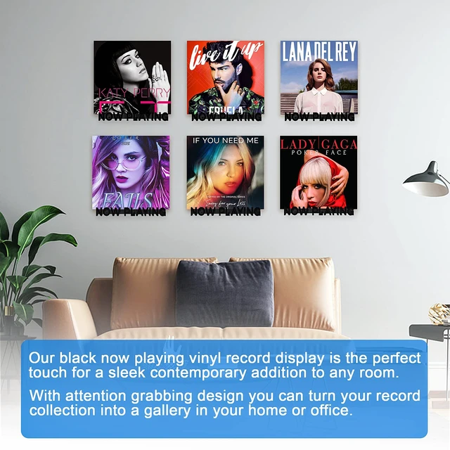 Alt view image 3 of 7 - Premium Wall-Mounted Vinyl Record Shelf, Floating Now Playing Holder for Vinyl Collectors - Home & Office Décor, Record Store Display (3D Design Black)