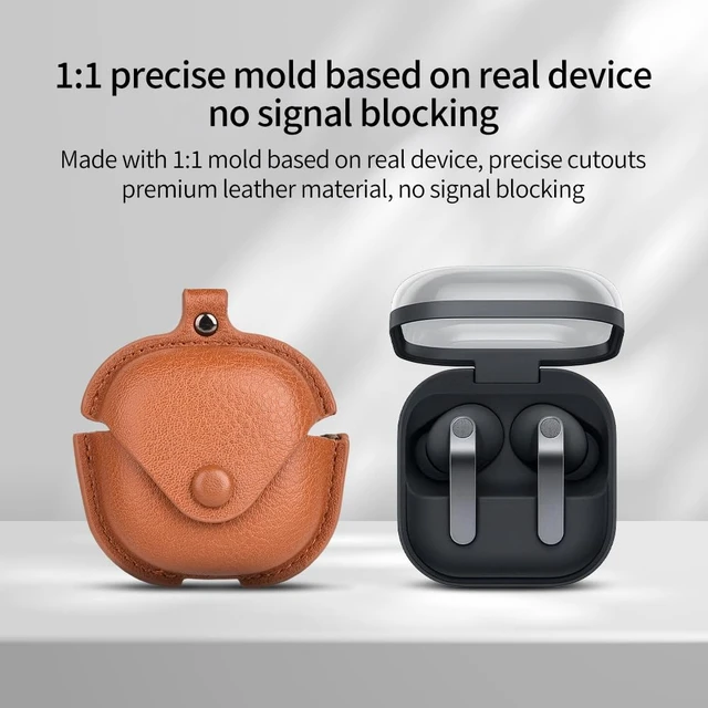 Alt view image 3 of 7 - for Samsung Galaxy Buds 4 / Buds 4 Pro Leather Case with Keychain Lock, Stylish Retro PU Leather Wireless Charging Earbuds Protective Cover for Galaxy Buds4 / Buds 4Pro for Women Men (Brown)