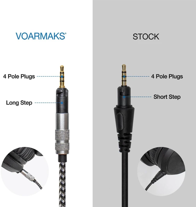 Alt view image 2 of 7 - Long Steps Cable Compatible with Pioneer HDJ X5 X7 S7 CUE1 DJ Headphone Length 2m 6.5feet Soft Nylon Lightweight Includes 1/4" 6.35mm Adapter
