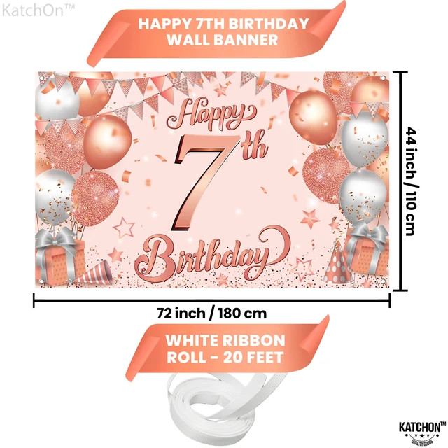 Alt view image 2 of 7 - Happy 7th Birthday Banner 72x44 Inch Birthday Decorations for Boys and Girls, Hbd Banner Backdrop for Rose Gold Party Decorations, Ocean Themed Party Decorations