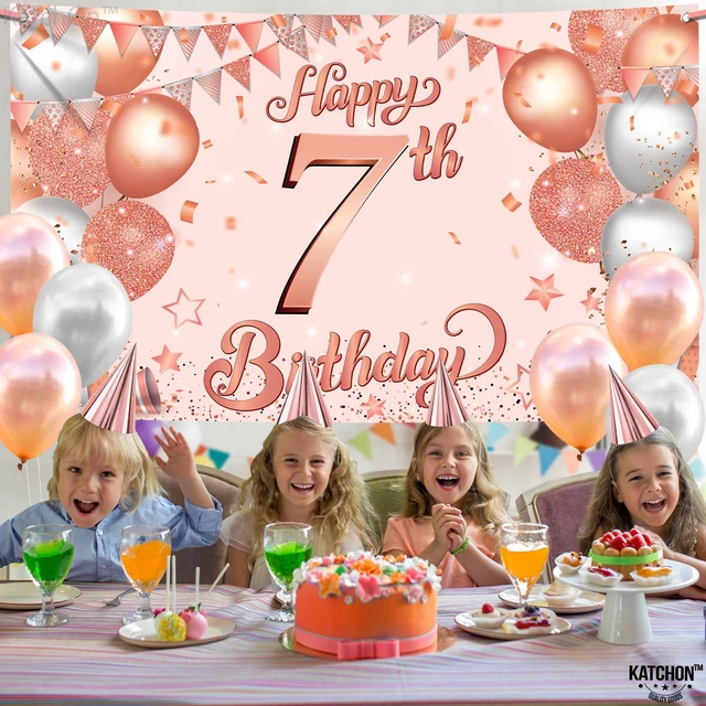 Alt view image 7 of 7 - Happy 7th Birthday Banner 72x44 Inch Birthday Decorations for Boys and Girls, Hbd Banner Backdrop for Rose Gold Party Decorations, Ocean Themed Party Decorations