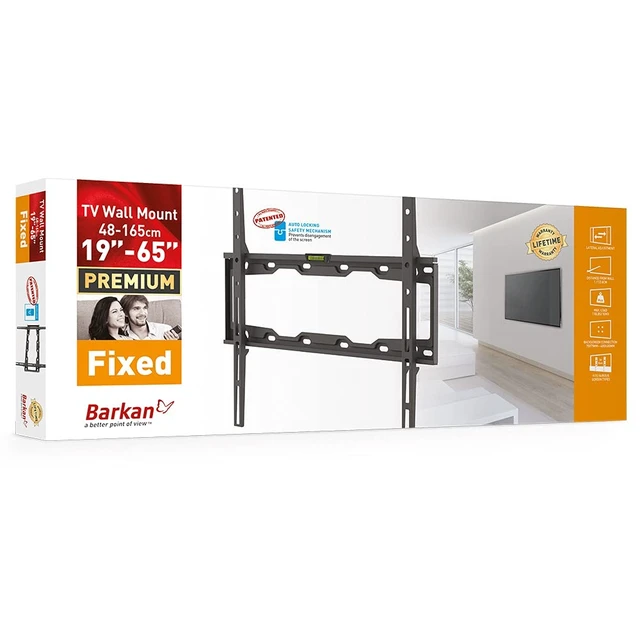 Alt view image 6 of 7 - TV Wall Mount, 19-65 inch Fixed, Flat/Curved Screen Bracket, Holds up to 110 lbs, Auto Lock Patented, Fits LED OLED LCD
