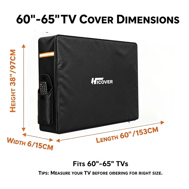 Alt view image 2 of 7 - Outdoor Waterproof TV Cover 1200D Oxford,For Outside Screen 60-65 inch TV Rollable front with zippers outdoor TV Weatherproof cover with Remote Pocket,designed for outdoor use TV cover
