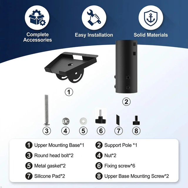 Alt view image 3 of 7 - Pipe Adapter Pole Mount for Starlink Standard 4/4X/Gen3 Adjustable Pole Mount Adapter Kit for Starlink Standard 4/4X Dish, with Multiple Adjustment Capabilitie