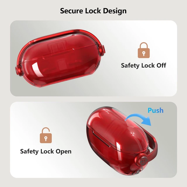 Alt view image 2 of 7 - Secure Lock for Beats Solo Buds Case Clear,Cute Headphone Style Design for Beats Solo Buds Cover,Shockproof Soft TPU Skin for Beat Solo Case with Carabiner&Cleaning Pen Women Girl-Red
