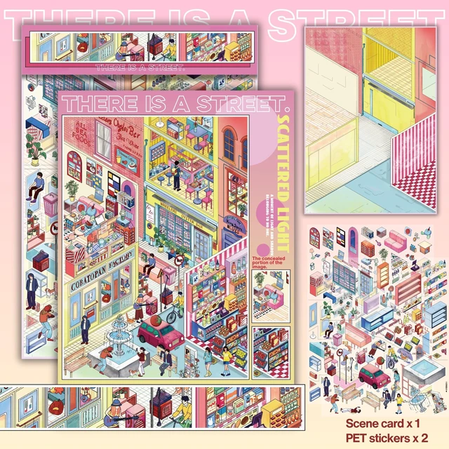 Alt view image 7 of 7 - 2 Sets A4 3D Diorama Scene Stickers for Adults, Miniature Sticker Therapy Hand-painted 3D diorama scene stickers, DIY miniature landscape kit, craft gift, sticker therapy, Community Life