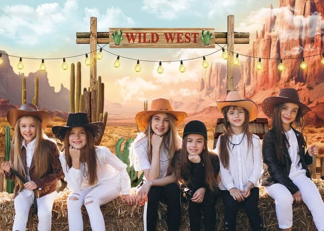Alt view image 3 of 7 - Wild West Backdrop Western Cowboys Desert Cactus Photography Background Western Party Decorations Banner Photo Props (2.4x1.8m)