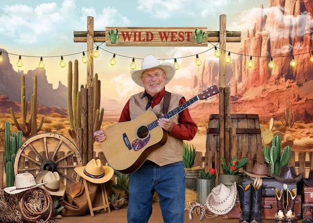 Alt view image 4 of 7 - Wild West Backdrop Western Cowboys Desert Cactus Photography Background Western Party Decorations Banner Photo Props (2.4x1.8m)