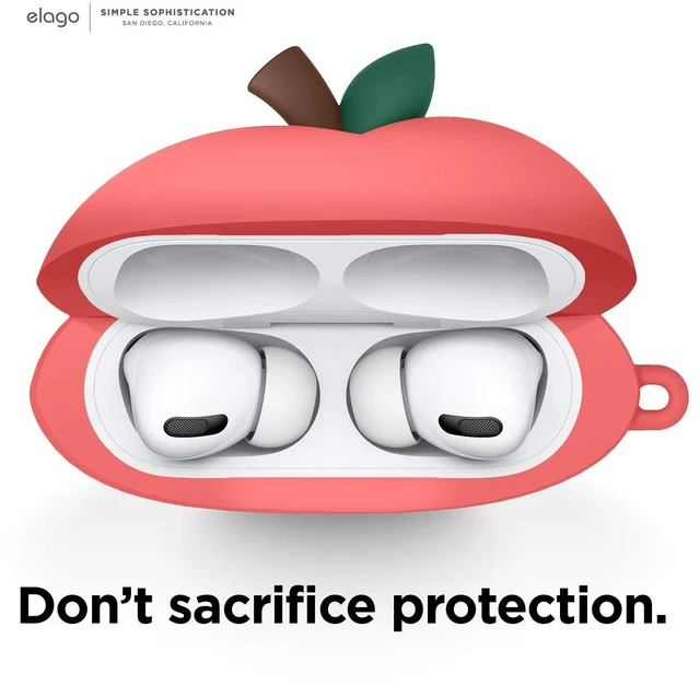 Alt view image 4 of 7 - Peach Case for AirPods Pro 3D Cute Design Case Cover with Keychain, Supports Wireless Charging (Red)