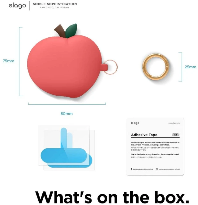 Alt view image 7 of 7 - Peach Case for AirPods Pro 3D Cute Design Case Cover with Keychain, Supports Wireless Charging (Red)