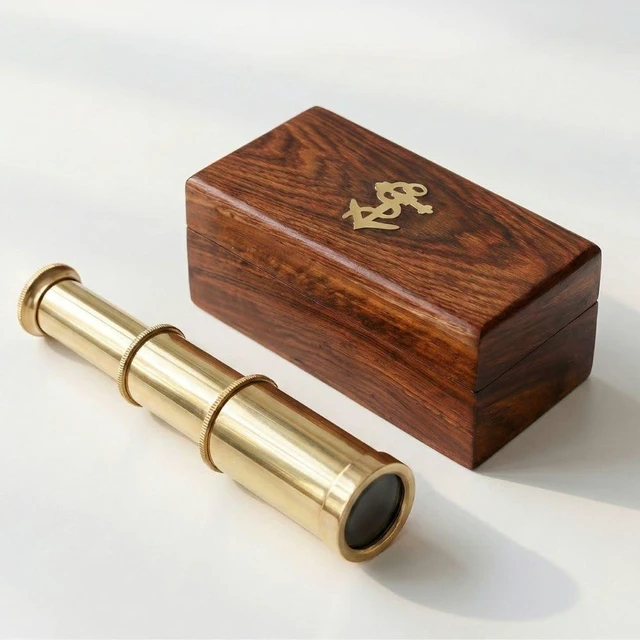 Main image of Antique Decor Spyglass, Pirate Telescope with Leather Case, Handheld Telescope for Adventure Enthusiasts, Monocular Nautical Decor for Gifting, Travellers, 6"