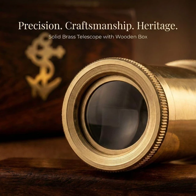 Alt view image 4 of 7 - Antique Decor Spyglass, Pirate Telescope with Leather Case, Handheld Telescope for Adventure Enthusiasts, Monocular Nautical Decor for Gifting, Travellers, 6"