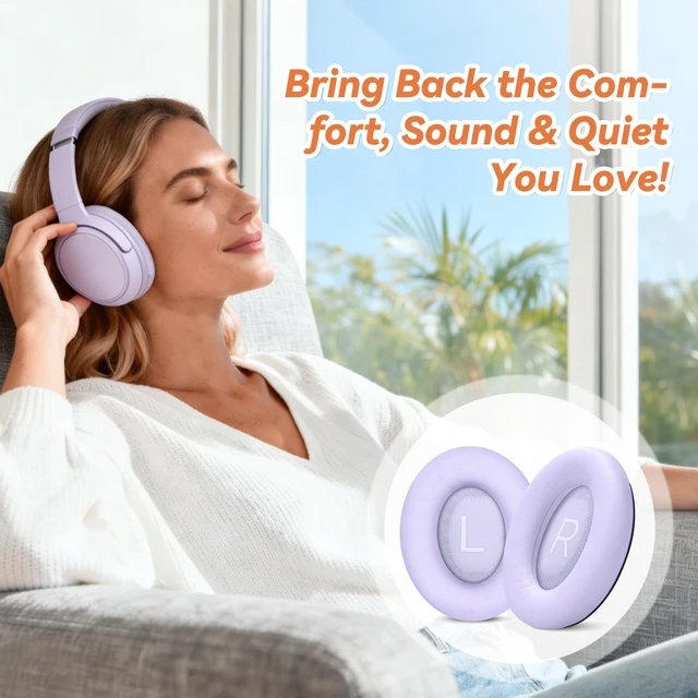 Alt view image 7 of 7 - Replacement Ear Pads for Bose QuietComfort 45 35 ii (QC45 QC35) Headphones, Earpads Cushions for QC SE SC & New Quiet Comfort (Deep Bass), with Softer Foam & Protein Leather (Chilled Lilac)