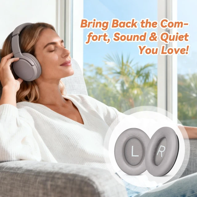 Alt view image 7 of 7 - Replacement Ear Pads for Bose QuietComfort 45 35 ii (QC45 QC35) Headphones, Earpads Cushions for QC SE SC & New Quiet Comfort (Deep Bass), with Softer Foam & Protein Leather (Sandstone)