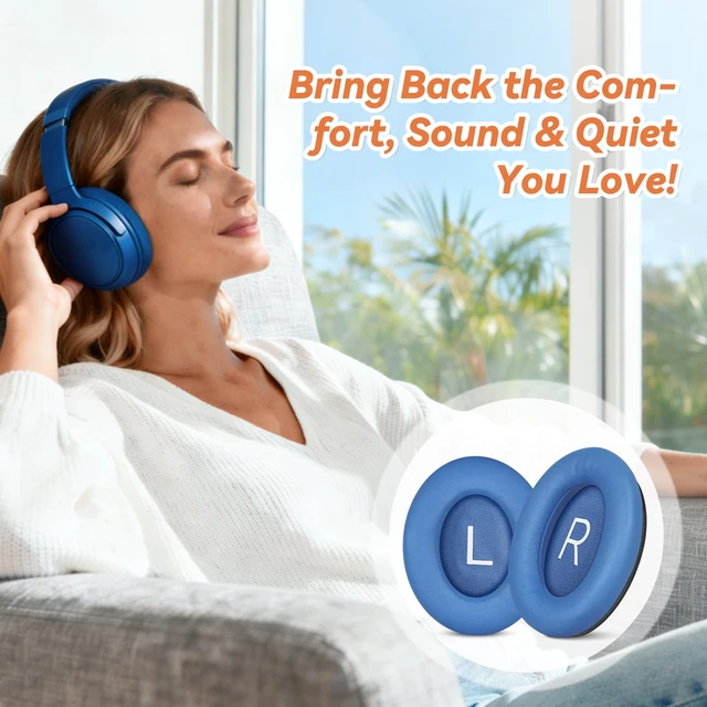 Alt view image 7 of 7 - Replacement Ear Pads for Bose QuietComfort 45 35 ii (QC45 QC35) Headphones, Earpads Cushions for QC SE SC & New Quiet Comfort (Deep Bass), with Softer Foam & Protein Leather (Blue Dusk)