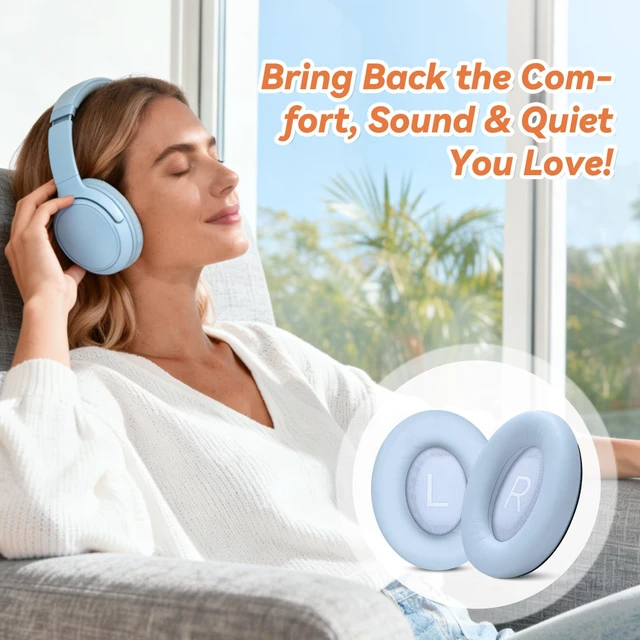 Alt view image 7 of 7 - Replacement Ear Pads for Bose QuietComfort 45 35 ii (QC45 QC35) Headphones, Earpads Cushions for QC SE SC & New Quiet Comfort (Deep Bass), with Softer Foam & Protein Leather (Moonstone Blue)