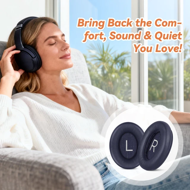 Alt view image 7 of 7 - Replacement Ear Pads for Bose QuietComfort 45 35 ii (QC45 QC35) Headphones, Earpads Cushions for QC SE SC & New Quiet Comfort (Deep Bass), with Softer Foam & Protein Leather (Midnight Blue)