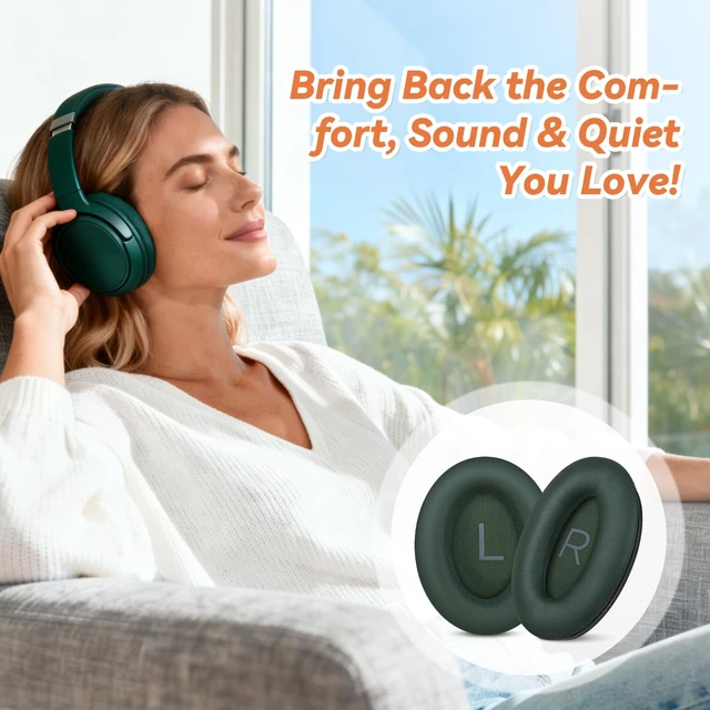Alt view image 7 of 7 - Replacement Ear Pads for Bose QuietComfort 45 35 ii (QC45 QC35) Headphones, Earpads Cushions for QC SE SC & New Quiet Comfort (Deep Bass), with Softer Foam & Protein Leather (Cypress Green)