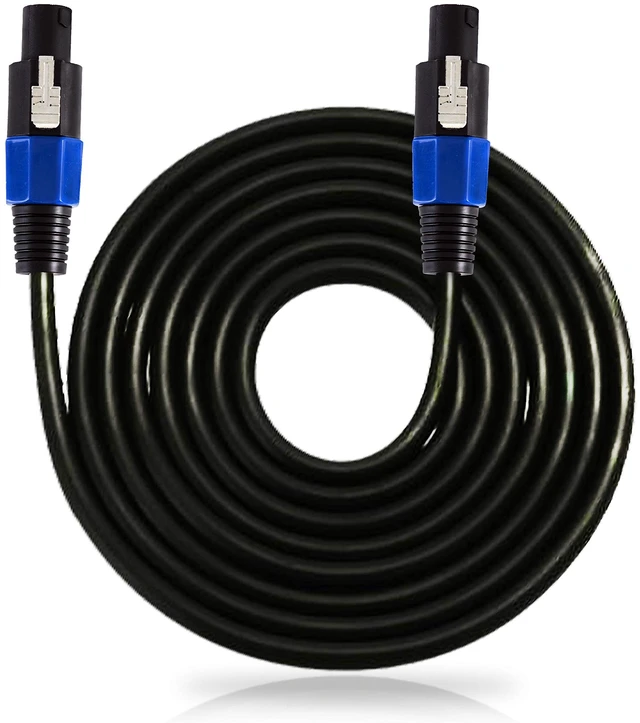Main image of Pro Audio Cord Connector to Male Speakon Connection 30 ft 12 Gauge Black Heavy Duty Professional Speaker Cable Wire-Delivers Sound- PPSS30, USB