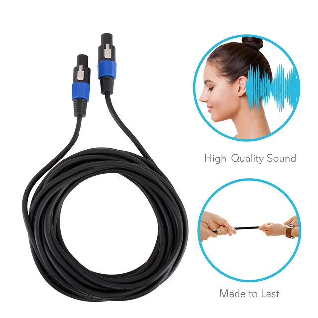 Alt view image 5 of 7 - Pro Audio Cord Connector to Male Speakon Connection 30 ft 12 Gauge Black Heavy Duty Professional Speaker Cable Wire-Delivers Sound- PPSS30, USB