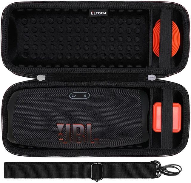 Main image of LTGEM Case for Charge 4/ Charge 5 Speaker Carrying Case Hard Storage Travel Protective Bag Fits Charger and USB Cable (Lycra Black with Shoulder Strap)