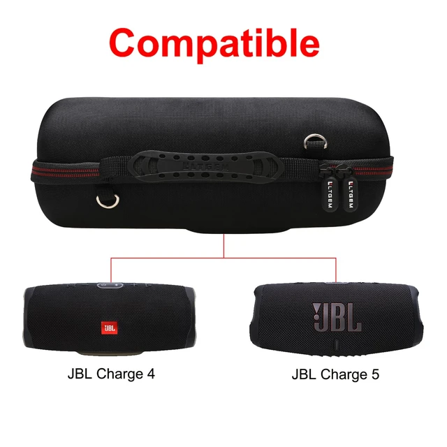 Alt view image 3 of 7 - LTGEM Case for Charge 4/ Charge 5 Speaker Carrying Case Hard Storage Travel Protective Bag Fits Charger and USB Cable (Lycra Black with Shoulder Strap)