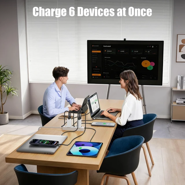 Alt view image 6 of 7 - 65W USB C Charger Block, 2Pack 3 Port PD&AC Super Fast Type C Charging Adapter, 100W Wall Charger Plug Cube for MacBook Pro/Air,iPad Pro,iPhone 17/16/15,Galaxy S25,and More