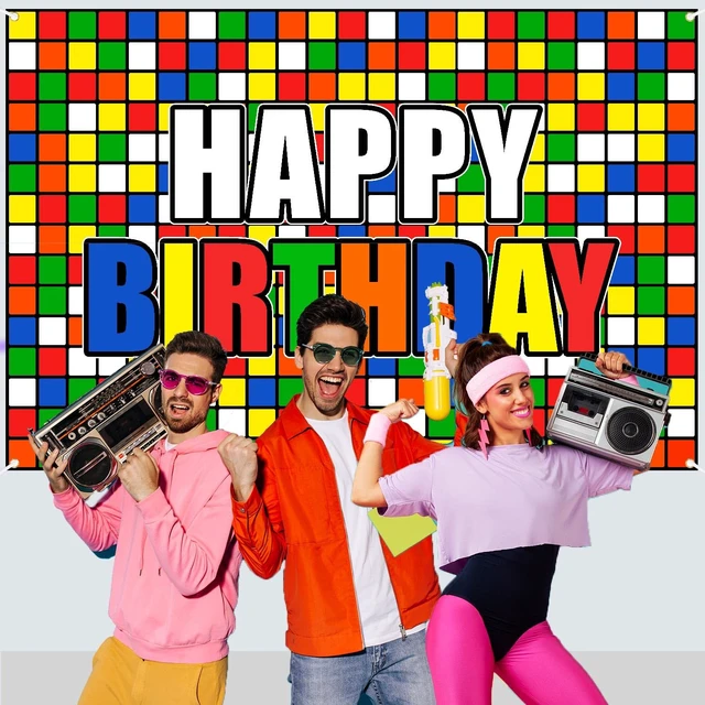 Alt view image 4 of 7 - Colorful Cube Birthday Party Backdrop Banner Puzzle Game Themed Wall Decoration Colorful Plaid Block Backdrop for Boys Girls Birthday Party Photo Photography Prop Booth Background 70.9x47.2in