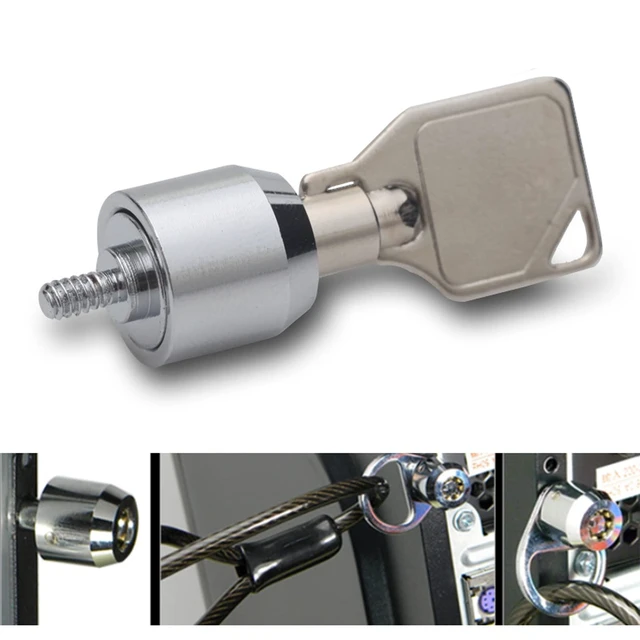 Alt view image 2 of 7 - Silver Metal Desktop Computer Lock with Key, Anti-Theft, Modern Style, Works with Most Desktops & Docking Stations