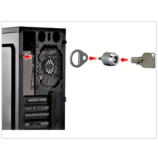 Alt view image 5 of 7 - Silver Metal Desktop Computer Lock with Key, Anti-Theft, Modern Style, Works with Most Desktops & Docking Stations