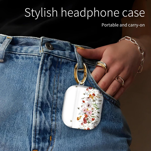 Alt view image 3 of 6 - Compatiable with AirPod 4 Protective Case 2024, Soft Protective Case with Keychain for Women,Cute Shockproof Charging Case Cover for AirPod 4(Bohemian Wildflowers)