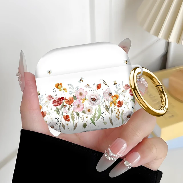Alt view image 6 of 6 - Compatiable with AirPod 4 Protective Case 2024, Soft Protective Case with Keychain for Women,Cute Shockproof Charging Case Cover for AirPod 4(Bohemian Wildflowers)