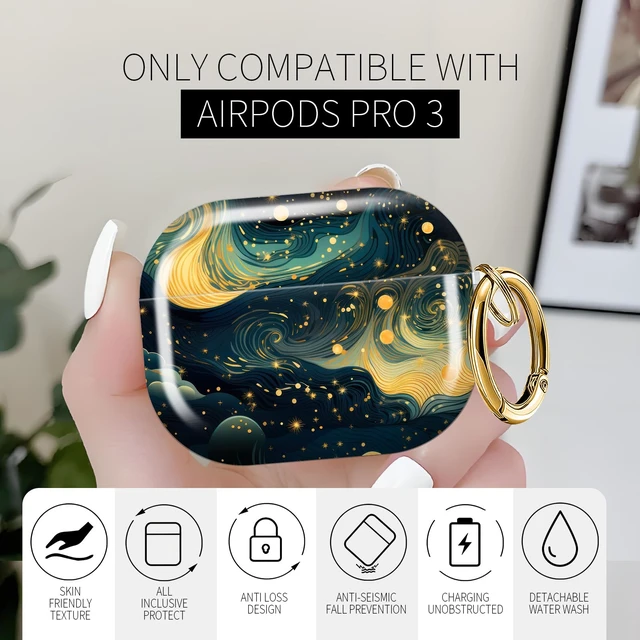 Alt view image 3 of 6 - for AirPods Pro 3 Case 2025 Cute Patterns Soft TPU Cover-Starry Sky Compatible with AirPod Pro 3rd Generation Shell with Rose Gold Keychain for Women Men- Shockproof Scratch & Dust Resistant