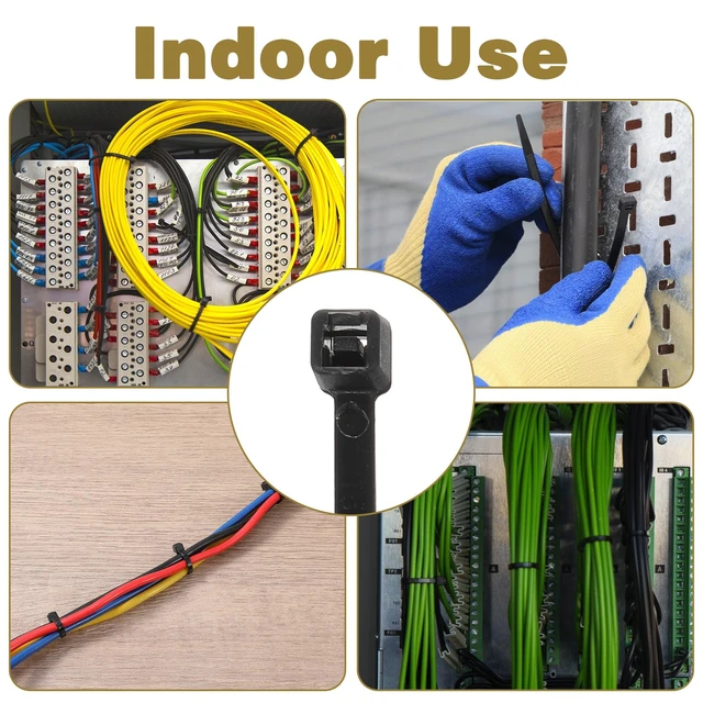Alt view image 4 of 7 - 6000 PCS 4 Inch Zip Ties Black, 18lbs Tensile Strength, Small Cable Ties for Indoor & Outdoor Use, Nylon Wire Tie Bulk