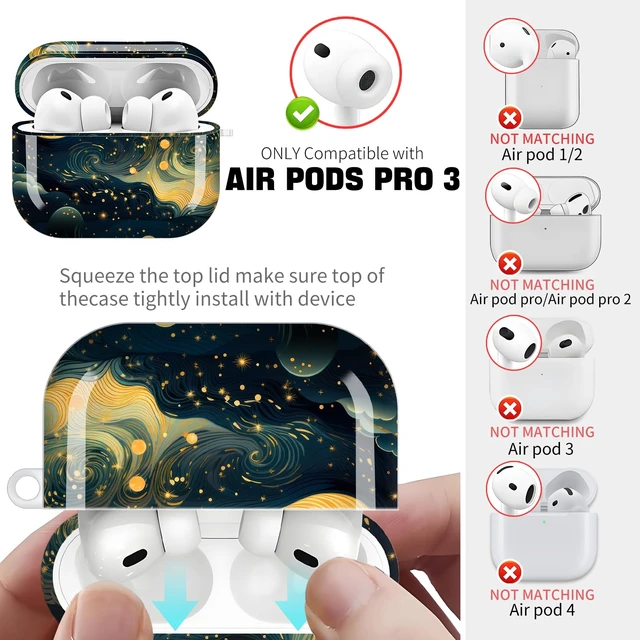 Alt view image 4 of 6 - for AirPods Pro 3 Case 2025 Cute Patterns Soft TPU Cover-Starry Sky Compatible with AirPod Pro 3rd Generation Shell with Rose Gold Keychain for Women Men- Shockproof Scratch & Dust Resistant