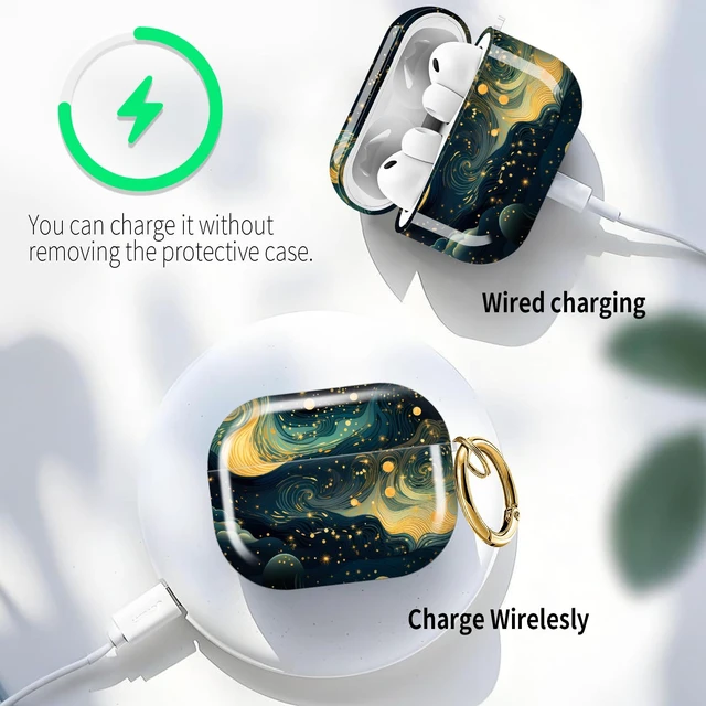 Alt view image 5 of 6 - for AirPods Pro 3 Case 2025 Cute Patterns Soft TPU Cover-Starry Sky Compatible with AirPod Pro 3rd Generation Shell with Rose Gold Keychain for Women Men- Shockproof Scratch & Dust Resistant